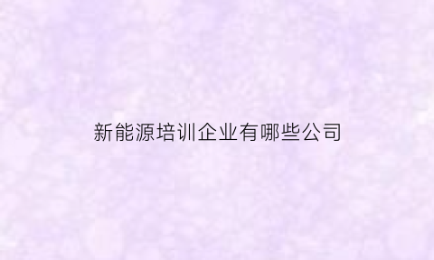 新能源培训企业有哪些公司