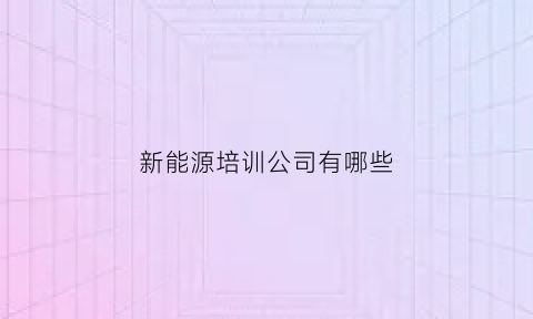 新能源培训公司有哪些