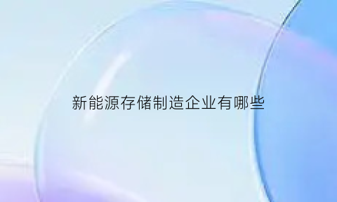 新能源存储制造企业有哪些