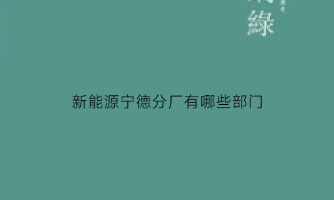 新能源宁德分厂有哪些部门(宁德新能源厂分4个区)