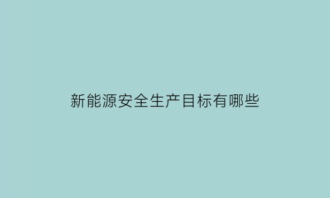 新能源安全生产目标有哪些(新能源安全问题)