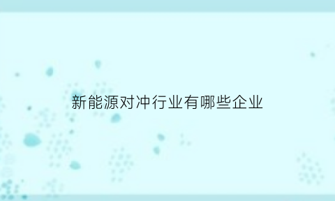 新能源对冲行业有哪些企业(新能源对冲基金)