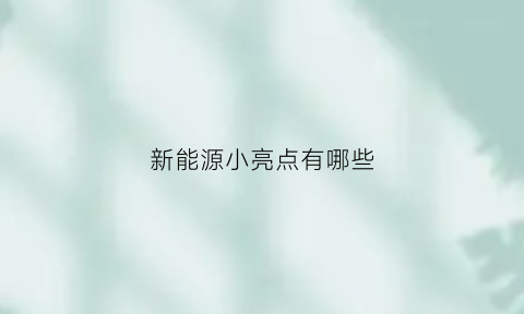 新能源小亮点有哪些