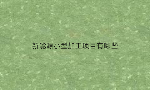 新能源小型加工项目有哪些