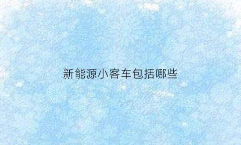 新能源小客车包括哪些