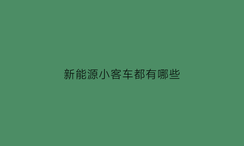 新能源小客车都有哪些