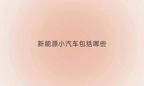 新能源小汽车包括哪些