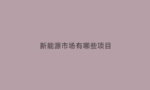 新能源市场有哪些项目(新能源市场有哪些项目可以投资)