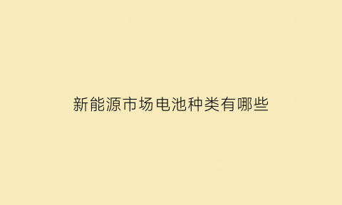 新能源市场电池种类有哪些