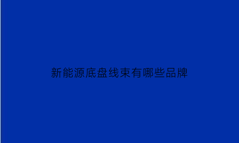 新能源底盘线束有哪些品牌(新能源汽车底盘结构与传统汽车的差异)