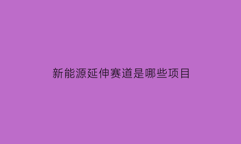 新能源延伸赛道是哪些项目(新能源赛道)