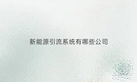 新能源引流系统有哪些公司