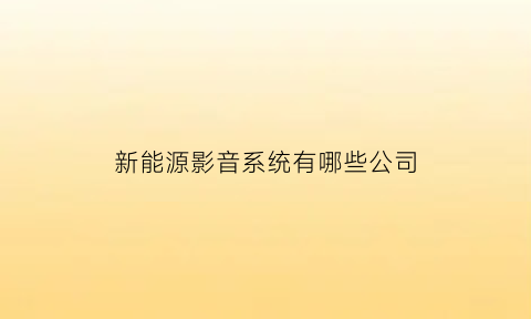 新能源影音系统有哪些公司