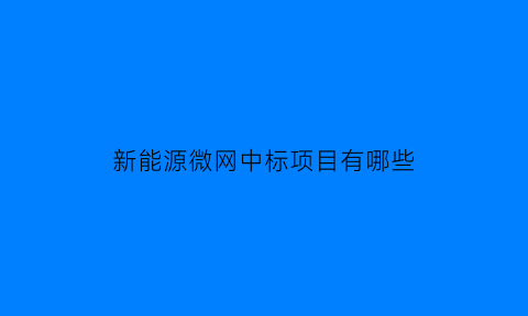 新能源微网中标项目有哪些