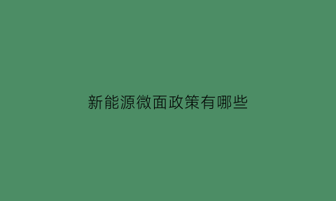 新能源微面政策有哪些