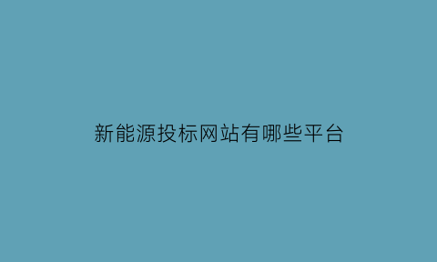 新能源投标网站有哪些平台