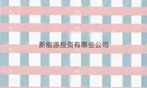 新能源投资有哪些公司