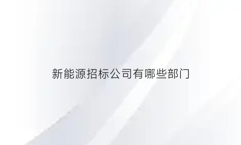 新能源招标公司有哪些部门