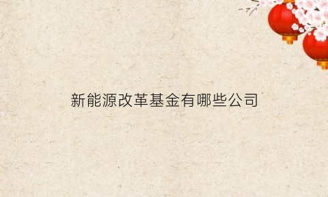 新能源改革基金有哪些公司