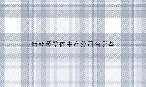 新能源整体生产公司有哪些