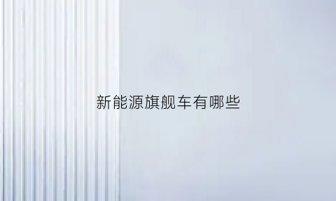 新能源旗舰车有哪些