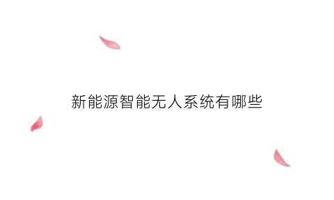 新能源智能无人系统有哪些(新能源汽车无人机无人超市)