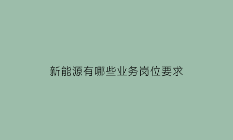 新能源有哪些业务岗位要求