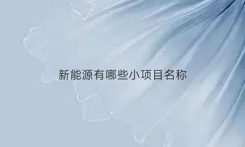 新能源有哪些小项目名称(新能源项目是什么意思)