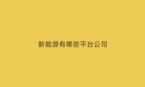 新能源有哪些平台公司