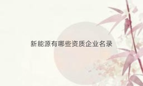 新能源有哪些资质企业名录