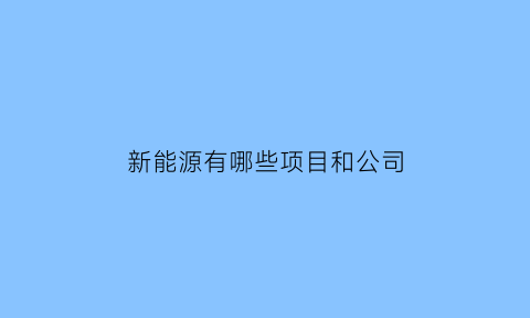 新能源有哪些项目和公司