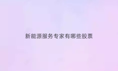 新能源服务专家有哪些股票