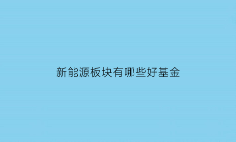 新能源板块有哪些好基金(新能源板块的基金有哪些)