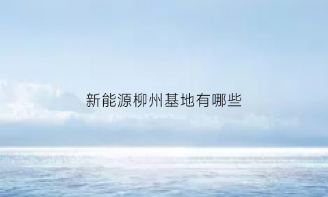 新能源柳州基地有哪些