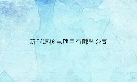 新能源核电项目有哪些公司