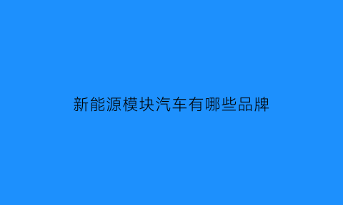 新能源模块汽车有哪些品牌(新能源汽车模块结构图)