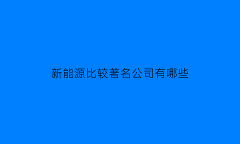 新能源比较著名公司有哪些(新能源的公司有哪些)