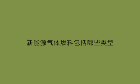 新能源气体燃料包括哪些类型