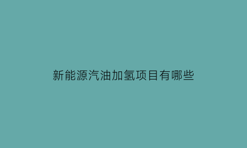 新能源汽油加氢项目有哪些