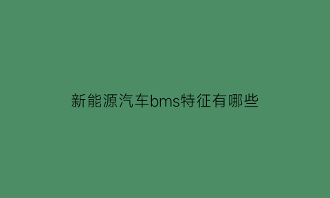 新能源汽车bms特征有哪些