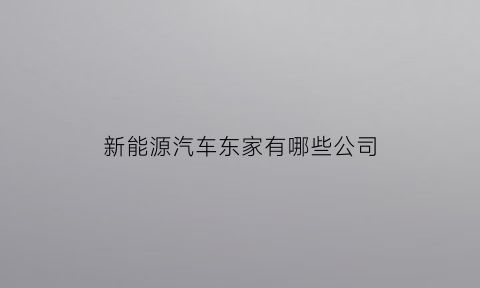 新能源汽车东家有哪些公司