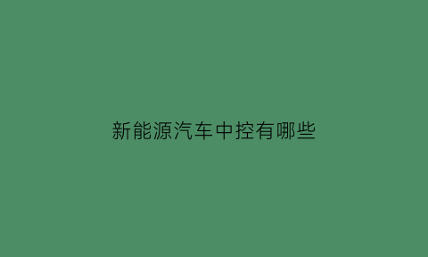 新能源汽车中控有哪些