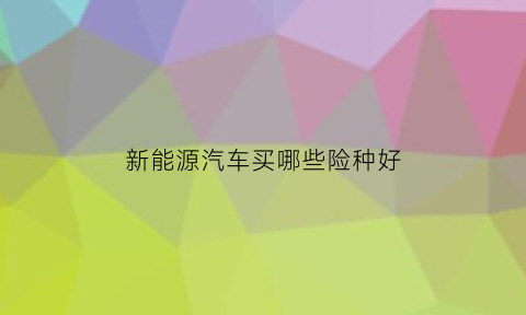 新能源汽车买哪些险种好