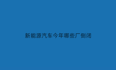 新能源汽车今年哪些厂倒闭