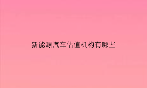 新能源汽车估值机构有哪些