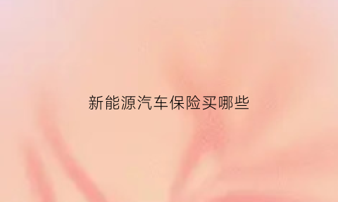 新能源汽车保险买哪些