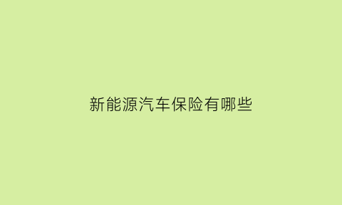 新能源汽车保险有哪些