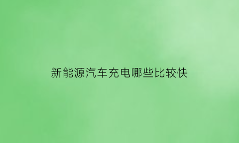 新能源汽车充电哪些比较快