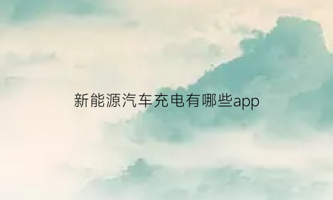 新能源汽车充电有哪些app(新能源汽车充电有哪些平台)