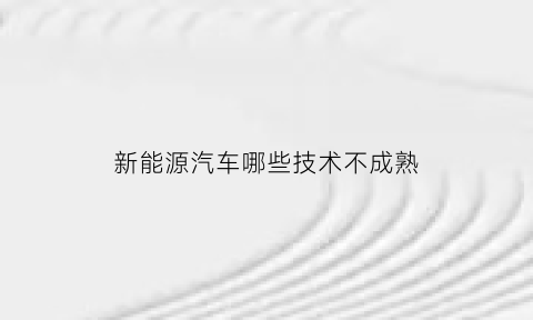 新能源汽车哪些技术不成熟